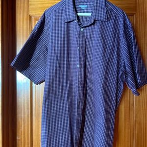 Mens Eddie Bauer Tall XL purple grape plaid SS button down shirt